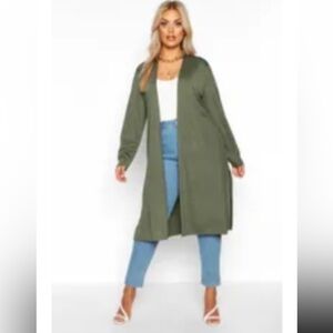 Boohoo Women's Olive Green Longline Cardigan
